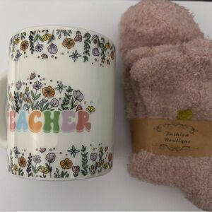 Teacher Floral Ceramic Mug - and socks set Multicolor